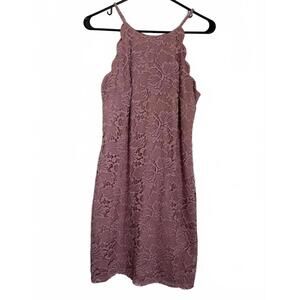 NEW A. Byer Girls Dress Size 11 Juniors Mauve Pink Lace Special Occasion